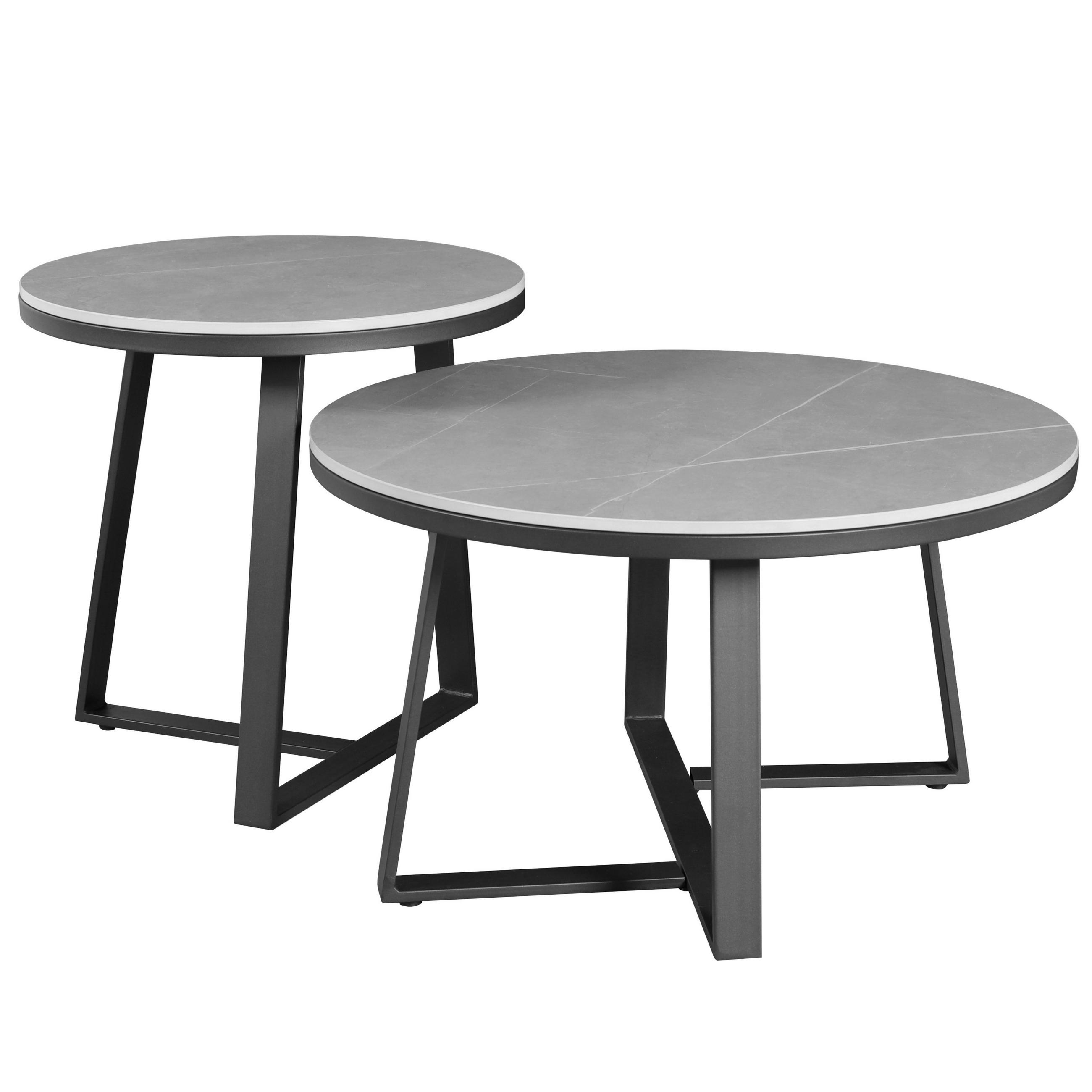 COUCHTISCH in Stein  - Schwarz/Grau, MODERN, Stein/Metall (69/40cm) - MID.YOU