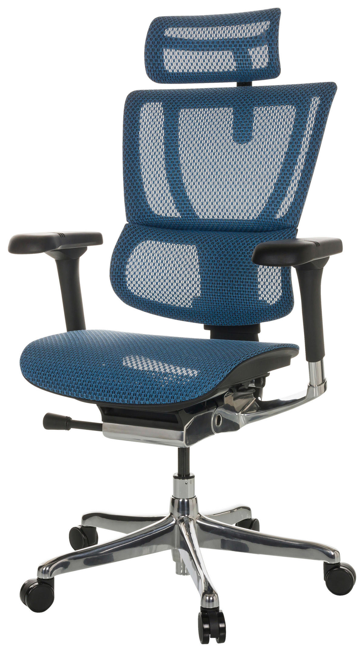 DREHSTUHL  in Netz Blau  - Blau/Schwarz, Basics, Kunststoff/Textil (69/116-138/66cm) - MID.YOU