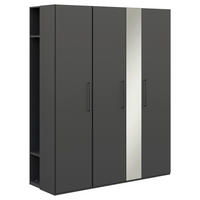 KLEIDERSCHRANK in Graphitfarben  - Anthrazit/Graphitfarben, Design, Glas/Holzwerkstoff (177,6/213,6/59,3cm) - Cantus
