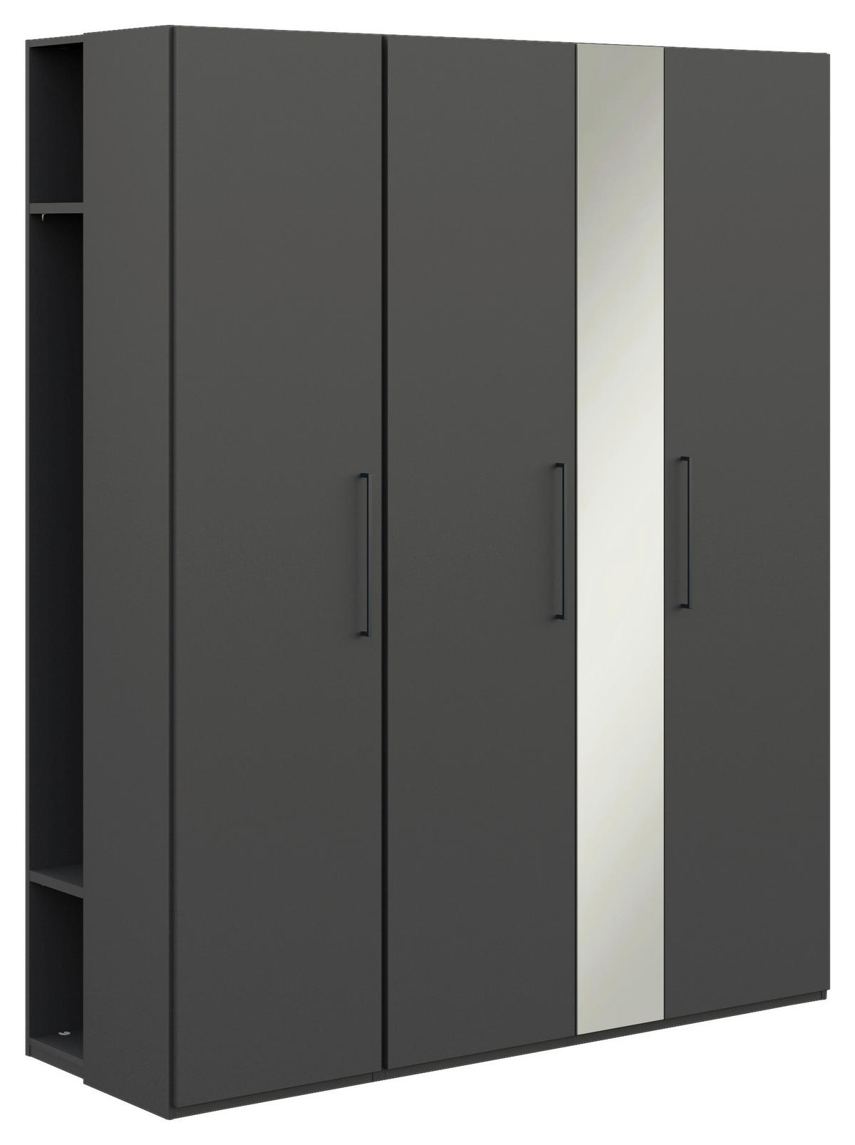 KLEIDERSCHRANK in Graphitfarben  - Anthrazit/Graphitfarben, Design, Glas/Holzwerkstoff (177,6/213,6/59,3cm) - Cantus