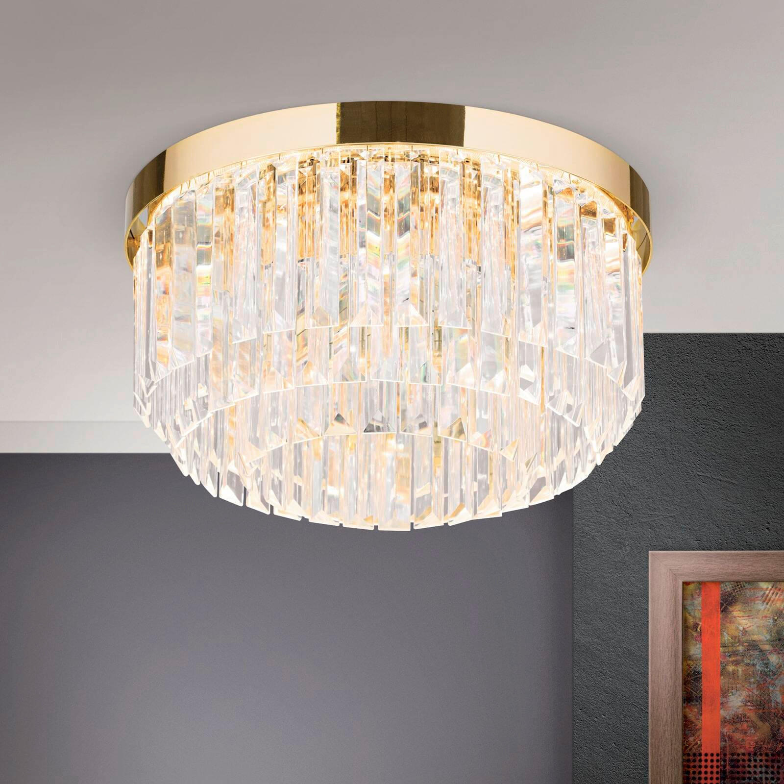 KRISTALL-DECKENLEUCHTE Prism 35/19 cm   - Goldfarben, LIFESTYLE, Glas/Metall (35/19cm)