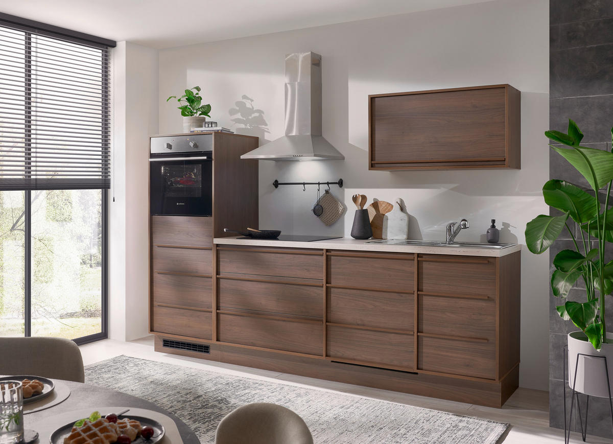 KÜCHENBLOCK 264 cm   in Nussbaumfarben  - Beige/Nussbaumfarben, Trend, Holzwerkstoff/Kunststoff (264cm) - P & B