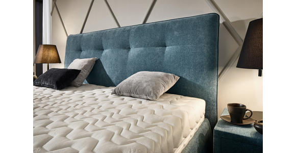 POLSTERBETT 180/200 cm,  in Blau, Bettkasten, Lattenroste, Matratzen, H2 + H3 = mittel + fest  - Blau/Anthrazit, Design, Holz/Textil (180/200cm) - Voleo