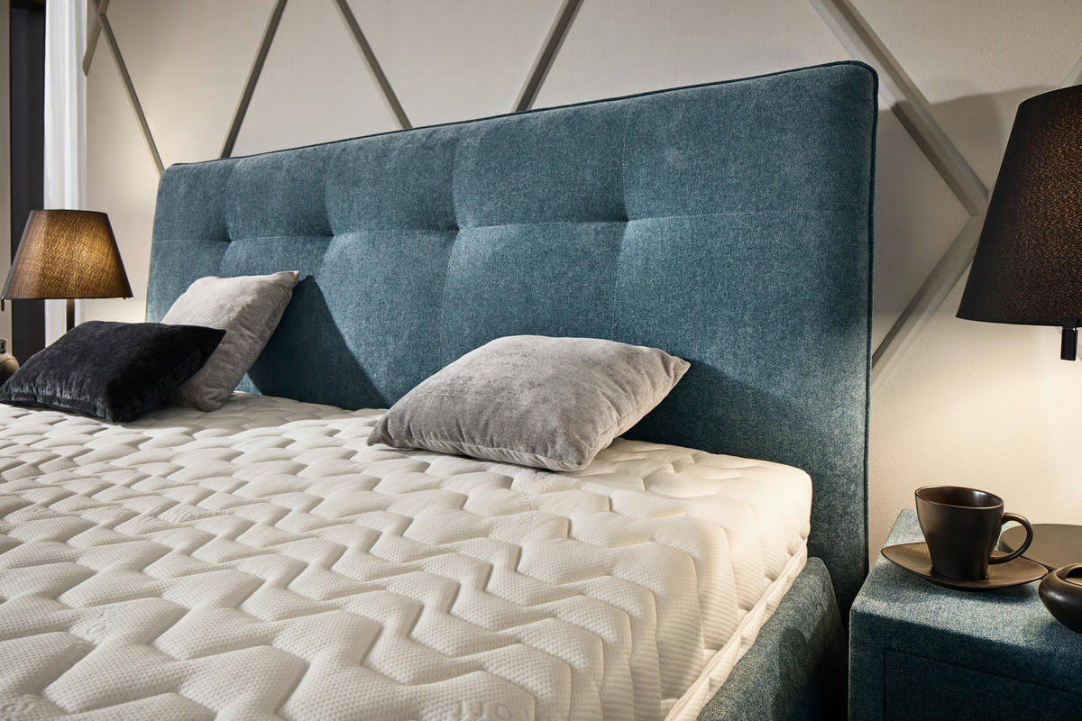 POLSTERBETT 180/200 cm, inkl. Bettkasten, Lattenroste, Matratzen,  in Blau  - Blau/Anthrazit, Design, Holz/Textil (180/200cm) - Voleo