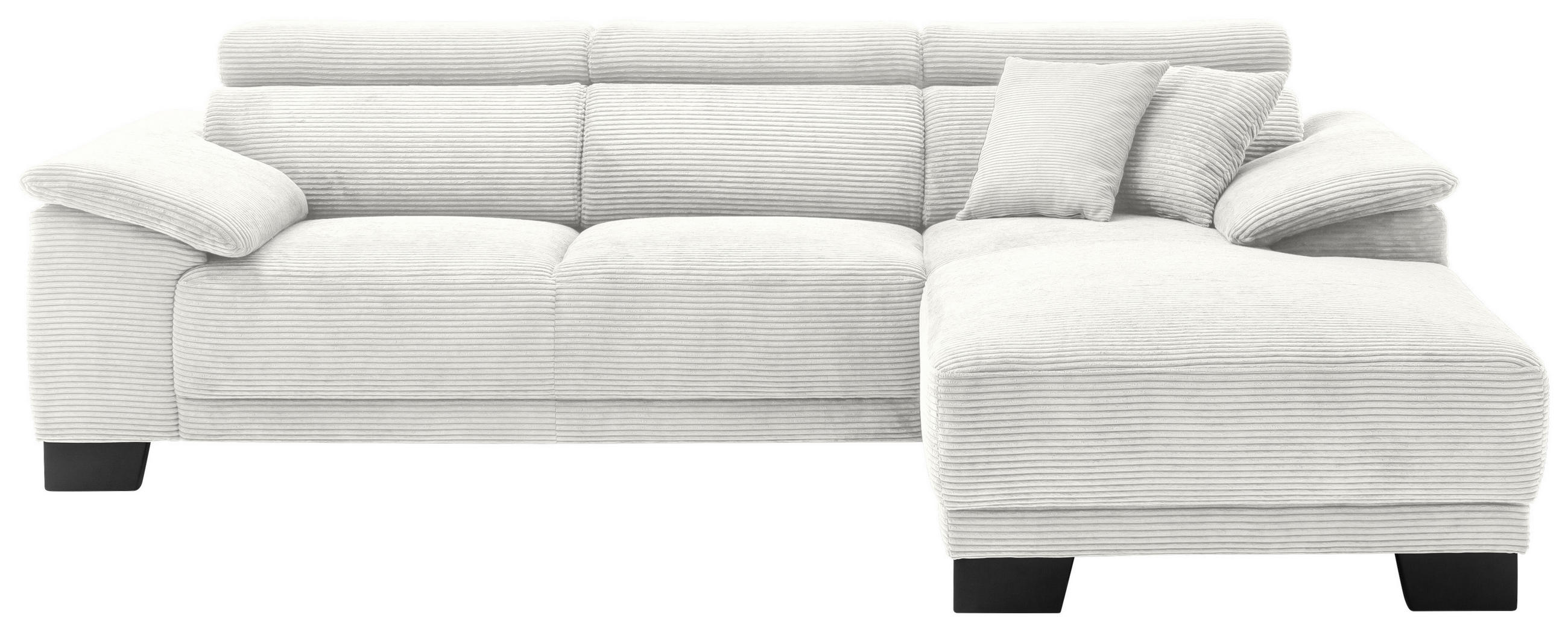 ECKSOFA in Cord Weiß  270/174 cm  - Schwarz/Weiß, Design, Holz/Textil (270/174cm) - Pure Home Lifestyle