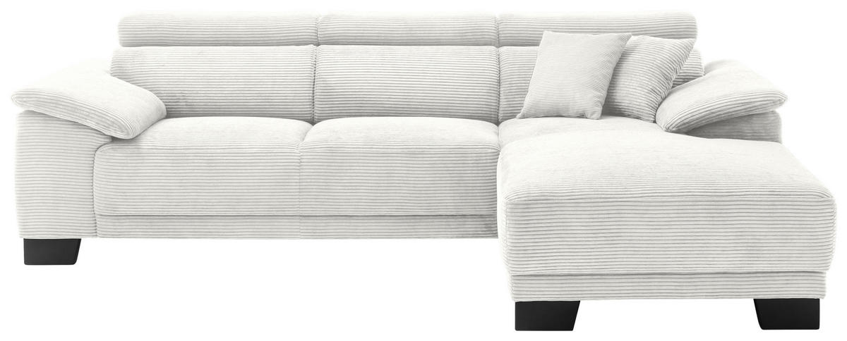 ECKSOFA in Cord Weiß  270/174 cm  - Schwarz/Weiß, Design, Holz/Textil (270/174cm) - Pure Home Lifestyle