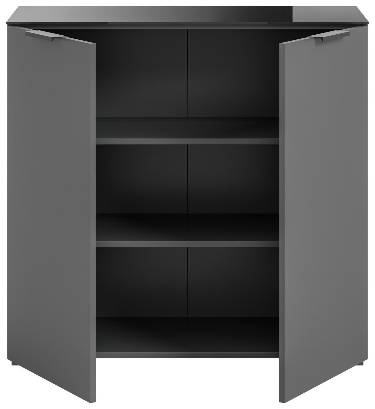 KOMODA, antracit  - antracit, Design, umetna masa/steklo (90/86/40cm) - Livetastic