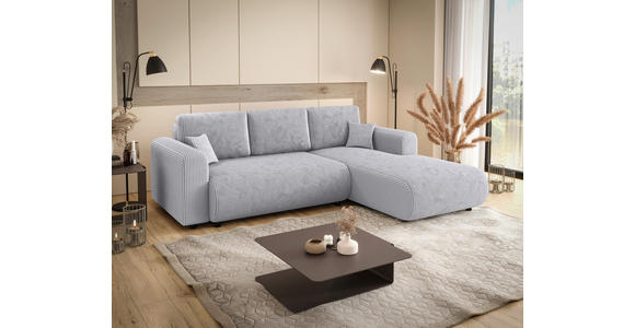 ECKSOFA inkl. Funktionen Grau Cord  - Schwarz/Grau, KONVENTIONELL, Kunststoff/Textil (260/200cm) - Xora