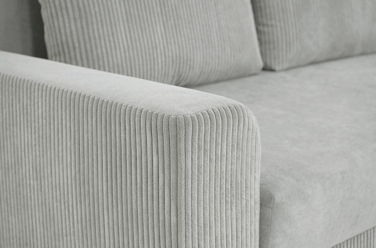 ECKSOFA in Cord, Mikrofaser Hellgrau  - Chromfarben/Hellgrau, Design, Kunststoff/Textil (239/141cm) - Livetastic