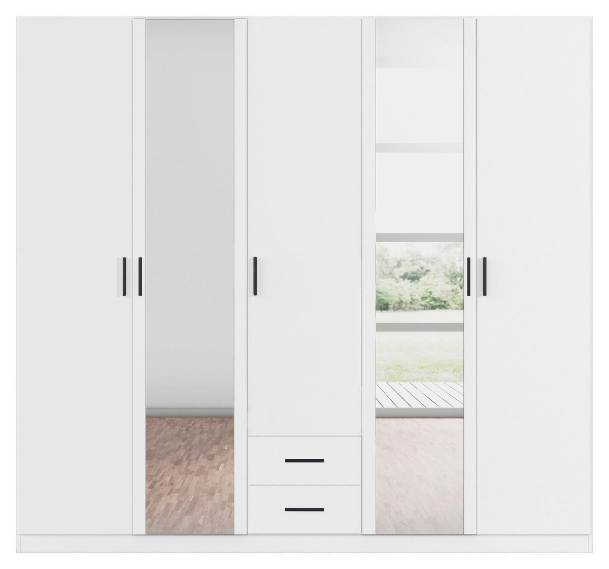 KLEIDERSCHRANK 226/210/54 cm 5-türig Weiß  - Weiß/Grau, KONVENTIONELL, Holzwerkstoff/Kunststoff (226/210/54cm) - Rauch Möbel