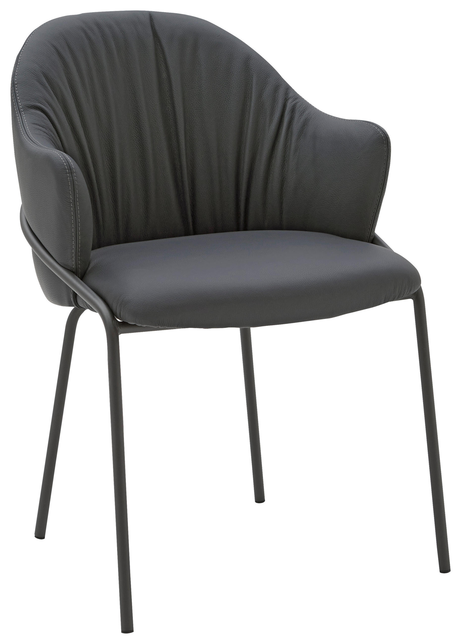 ARMLEHNSTUHL Echtleder pigmentiert  - Anthrazit, Design, Leder (55/84/55cm) - Belluti