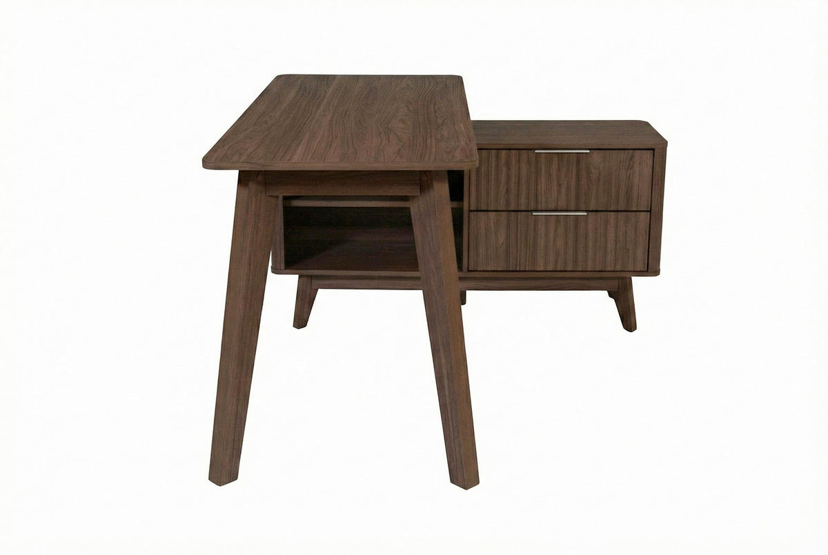 ECKSCHREIBTISCH 148/120/76,20 cm Walnussfarben Kabeldurchlass, Stauraum, seitenverkehrt montierbar  - Silberfarben/Walnussfarben, MODERN, Holzwerkstoff/Metall (148/120/76,20cm) - MID.YOU