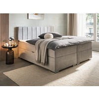BOXBETT 160/200 cm,  in Grau, Bettkasten, Topper, H3 + H3 = fest  - Chromfarben/Grau, Trend, Kunststoff/Textil (160/200cm) - Boxxx