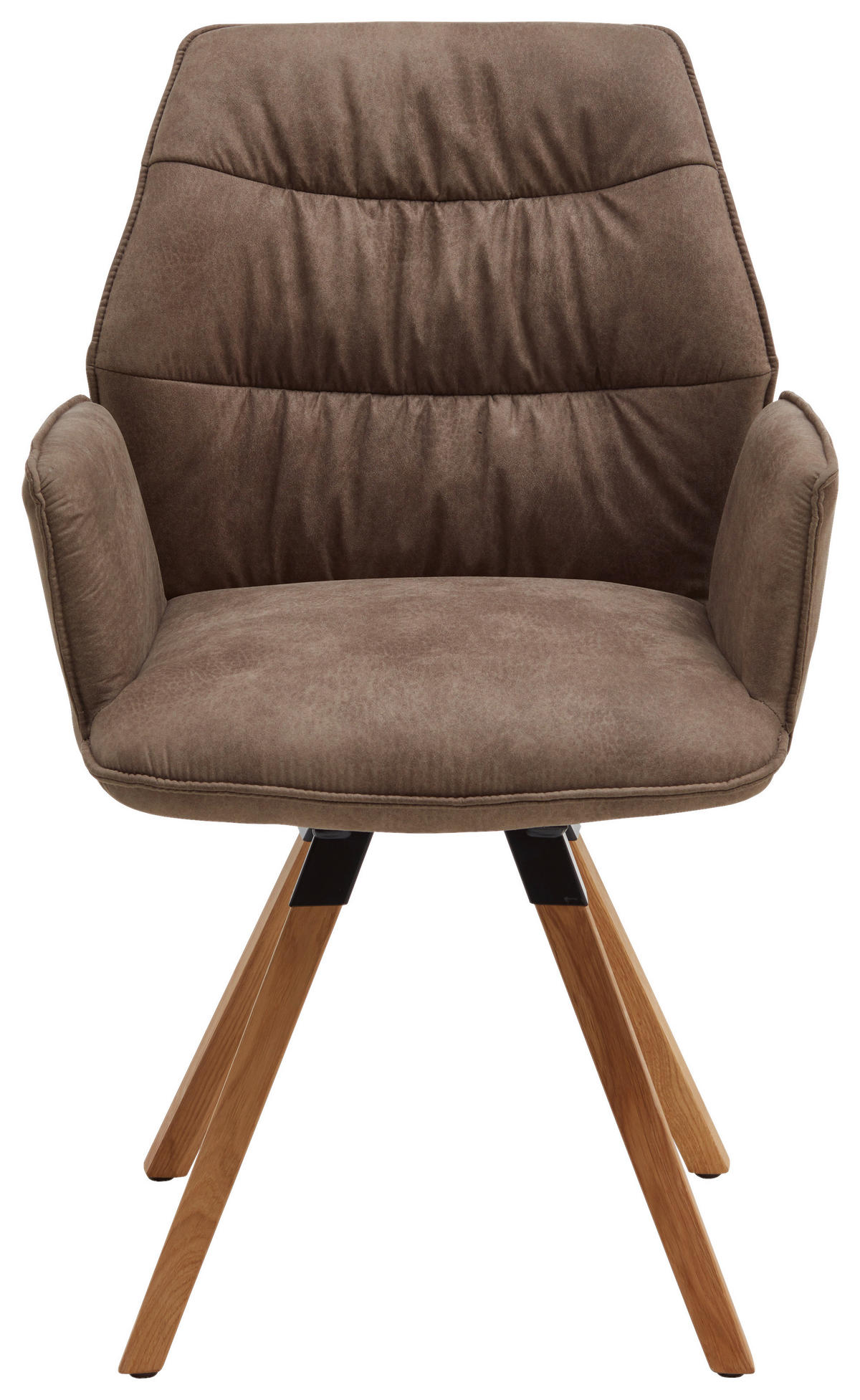 ARMLEHNSTUHL-SET 2 Stück  in Mikrofaser  - Eichefarben/Graubraun, Design, Holz/Textil (60/90/64cm) - Valdera