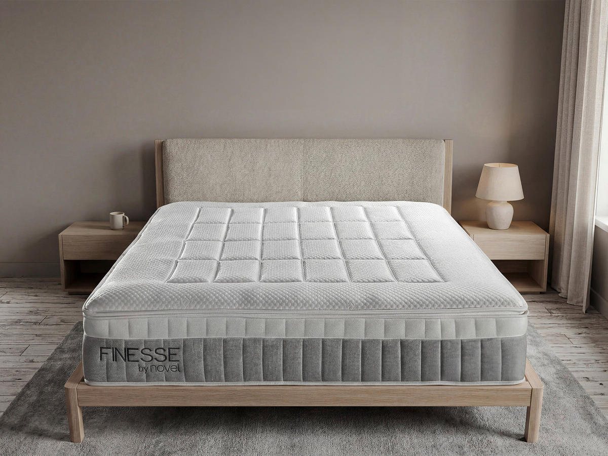 BOXSPRINGMATRATZE 90/200 cm, Höhe ca.: 30 cm,  - Weiß/Grau, Basics, Textil (90/200cm) - Novel