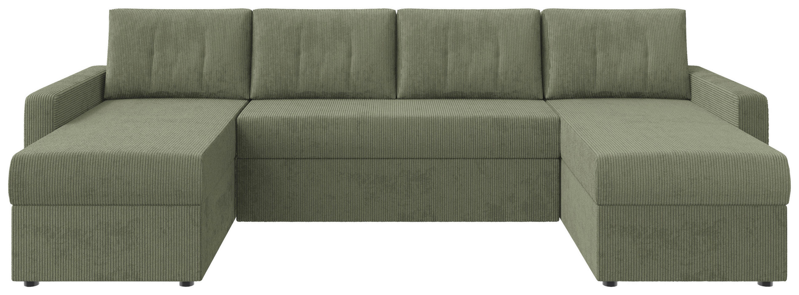 WOHNLANDSCHAFT Salbeigrün Cord  - Salbeigrün/Schwarz, KONVENTIONELL, Kunststoff/Textil (152/290/152cm) - Ti'me