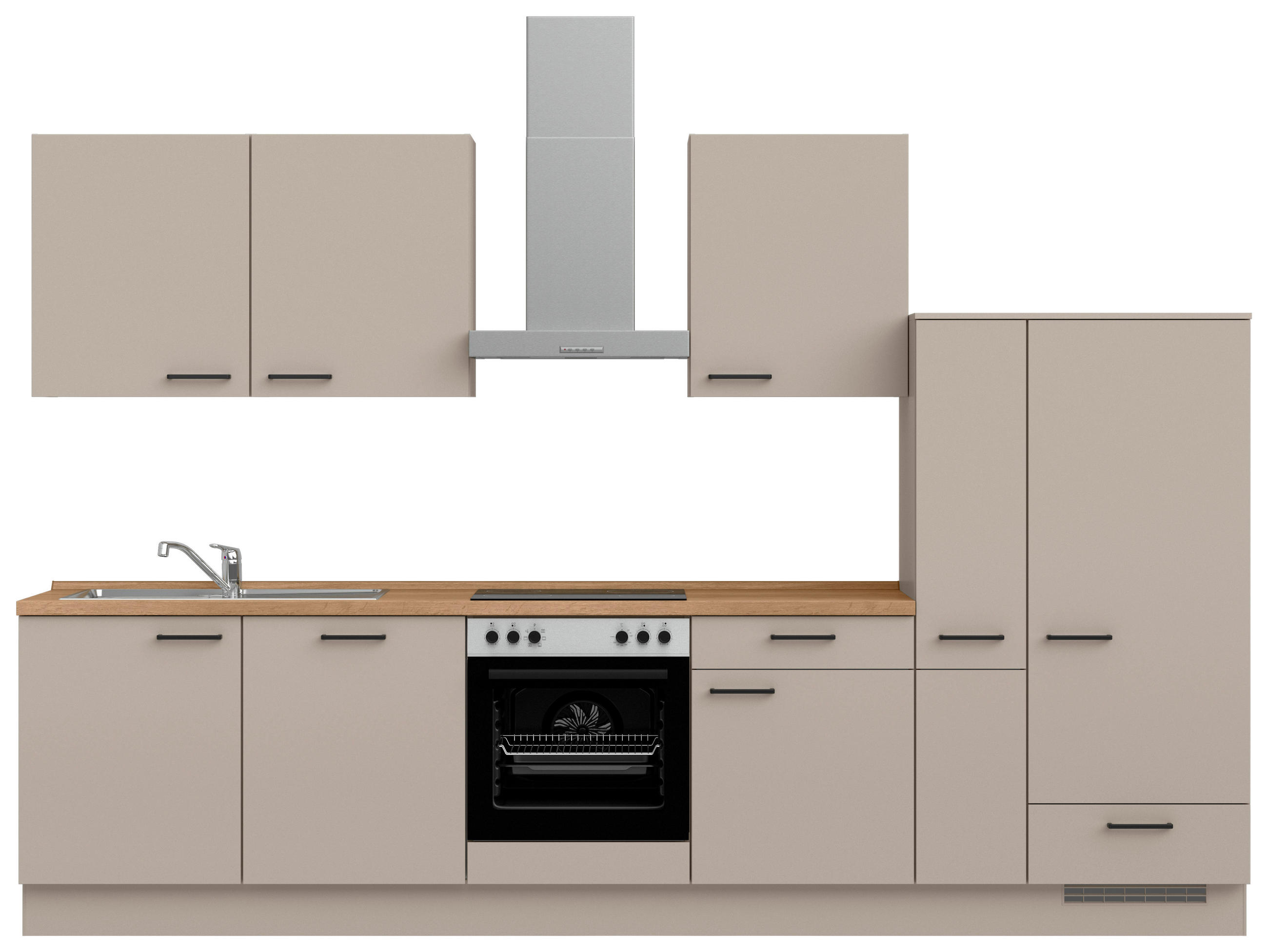 KÜCHENBLOCK Easytouch 330 cm  in Eichefarben, Sandfarben  - Sandfarben/Eichefarben, MODERN, Holzwerkstoff/Metall (330cm) - Nobilia