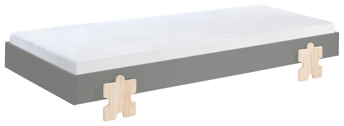 KINDER-/JUNIORBETT - Kieferfarben/Grau, MODERN, Holz/Holzwerkstoff (90/200cm) - MID.YOU