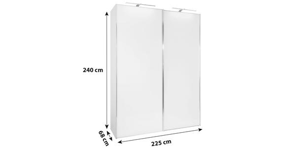 Schwebetürenschrank mit Glas 225cm Sonate Rom, Weiß Dekor - Weiß, MODERN, Holz/Holzwerkstoff (225/240/68cm) - Luca Bessoni