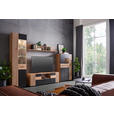 WOHNWAND  in Schwarz, Eiche Artisan  330/205/45 cm  - Schwarz/Eiche Artisan, Design, Glas/Holzwerkstoff (330/205/45cm) - Carryhome