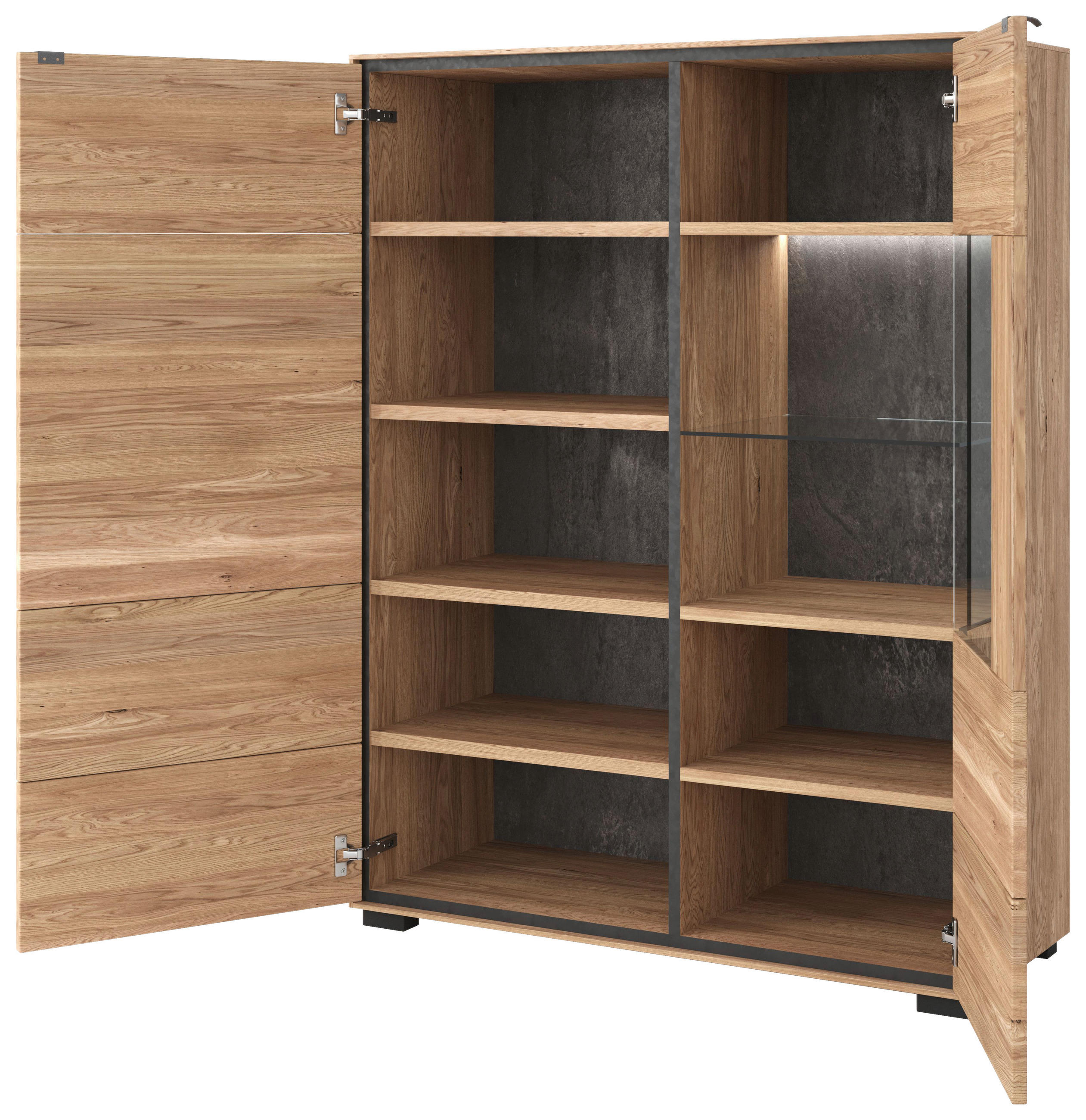 VITRINE in massiv Eiche Eichefarben  - Eichefarben, Design, Holz/Holzwerkstoff (93,2/140/40,6cm) - Livetastic