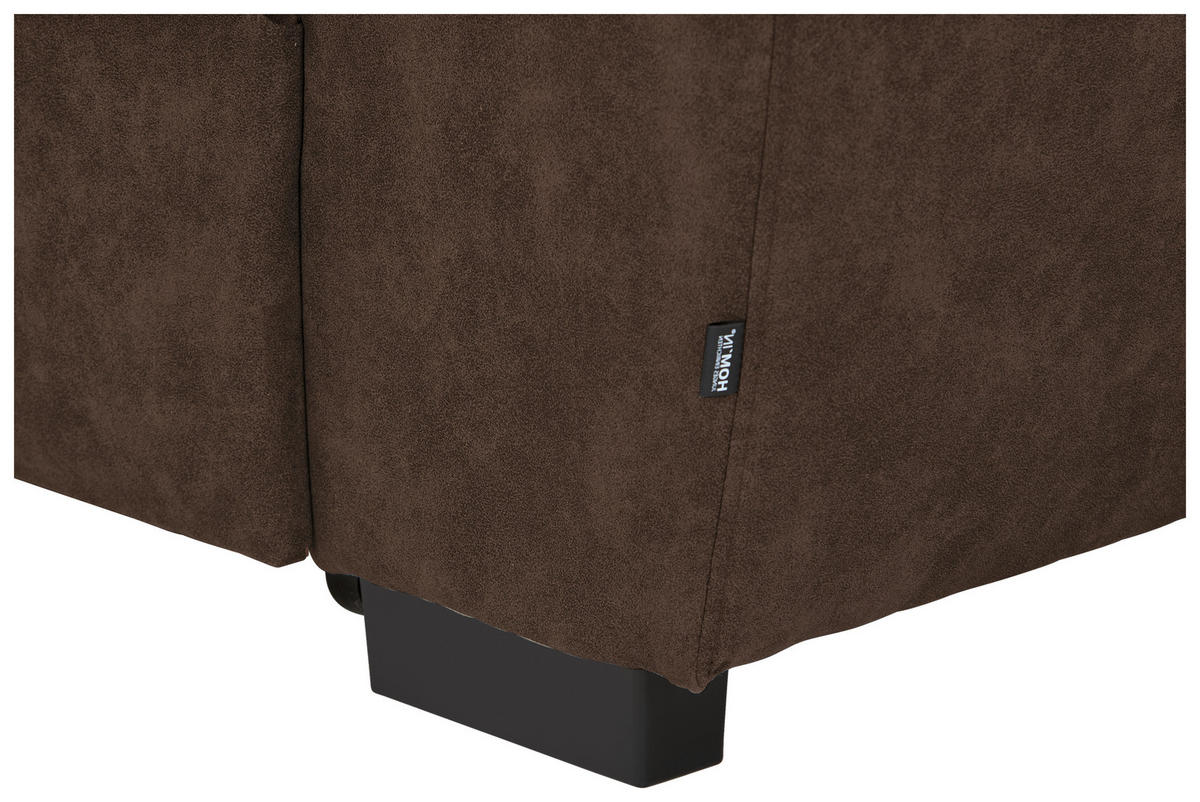 ECKSOFA Dunkelbraun Lederlook  - Dunkelbraun/Schwarz, Design, Kunststoff/Textil (230/263cm) - Hom`in