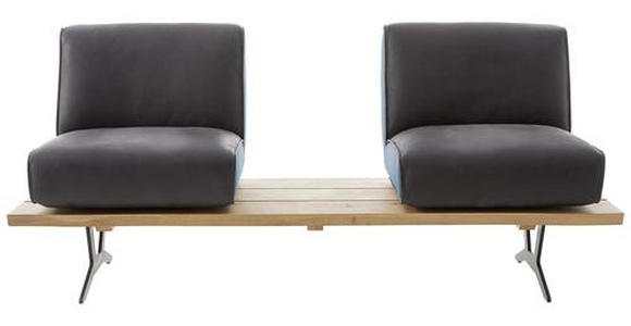 SITZBANK 190/85/69 cm  in Schwarz, Türkis, Dunkelbraun  - Türkis/Dunkelbraun, Design, Leder/Holz (190/85/69cm) - Ambiente