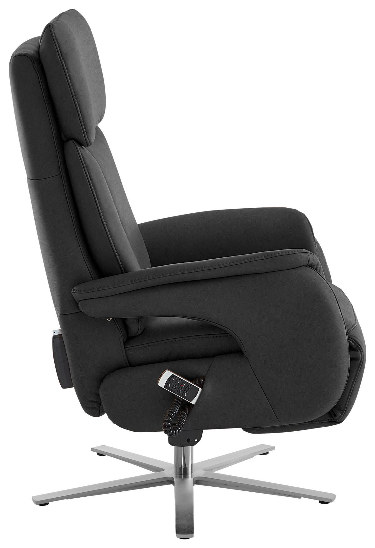 RELAXSESSEL in Leder Anthrazit  - Edelstahlfarben/Anthrazit, Design, Leder/Metall (70/124/85cm) - Cantus