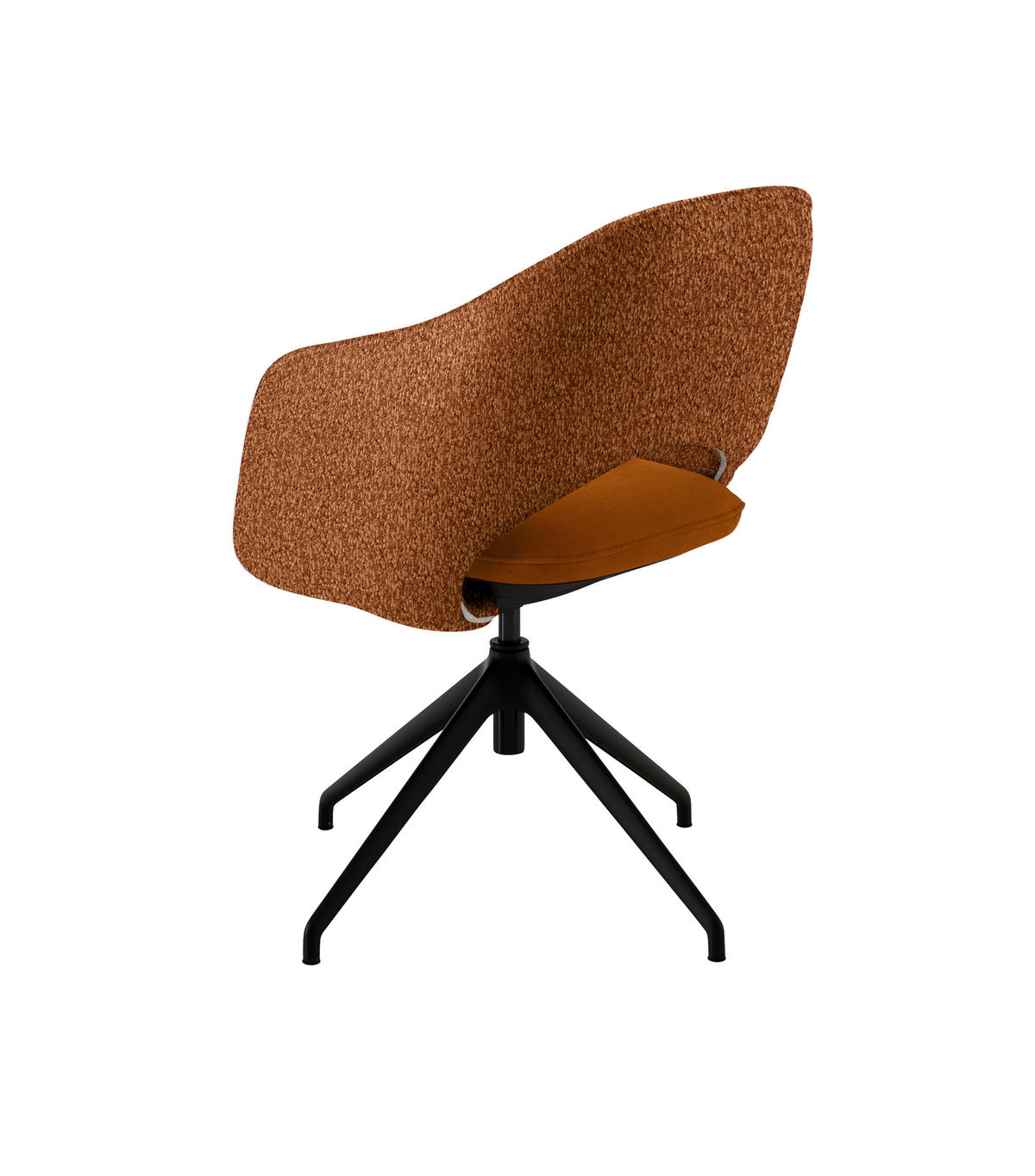 ARMLEHNSTUHL  Stoffauswahl, Wippfunktion, Sitzfläche 360° drehbar, gepolsterte Armlehnen Flachgewebe  - Cognac/Schwarz, Design, Textil/Metall (63/74-90/57-73cm) - Koinor