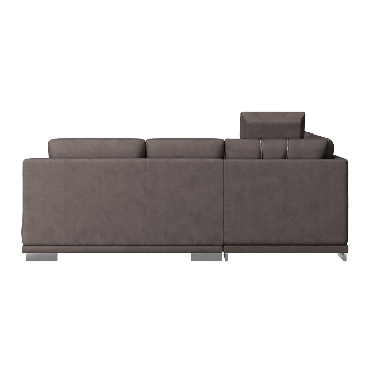 WOHNLANDSCHAFT in Velours Braun  - Chromfarben/Braun, KONVENTIONELL, Textil/Metall (217/264cm) - MID.YOU