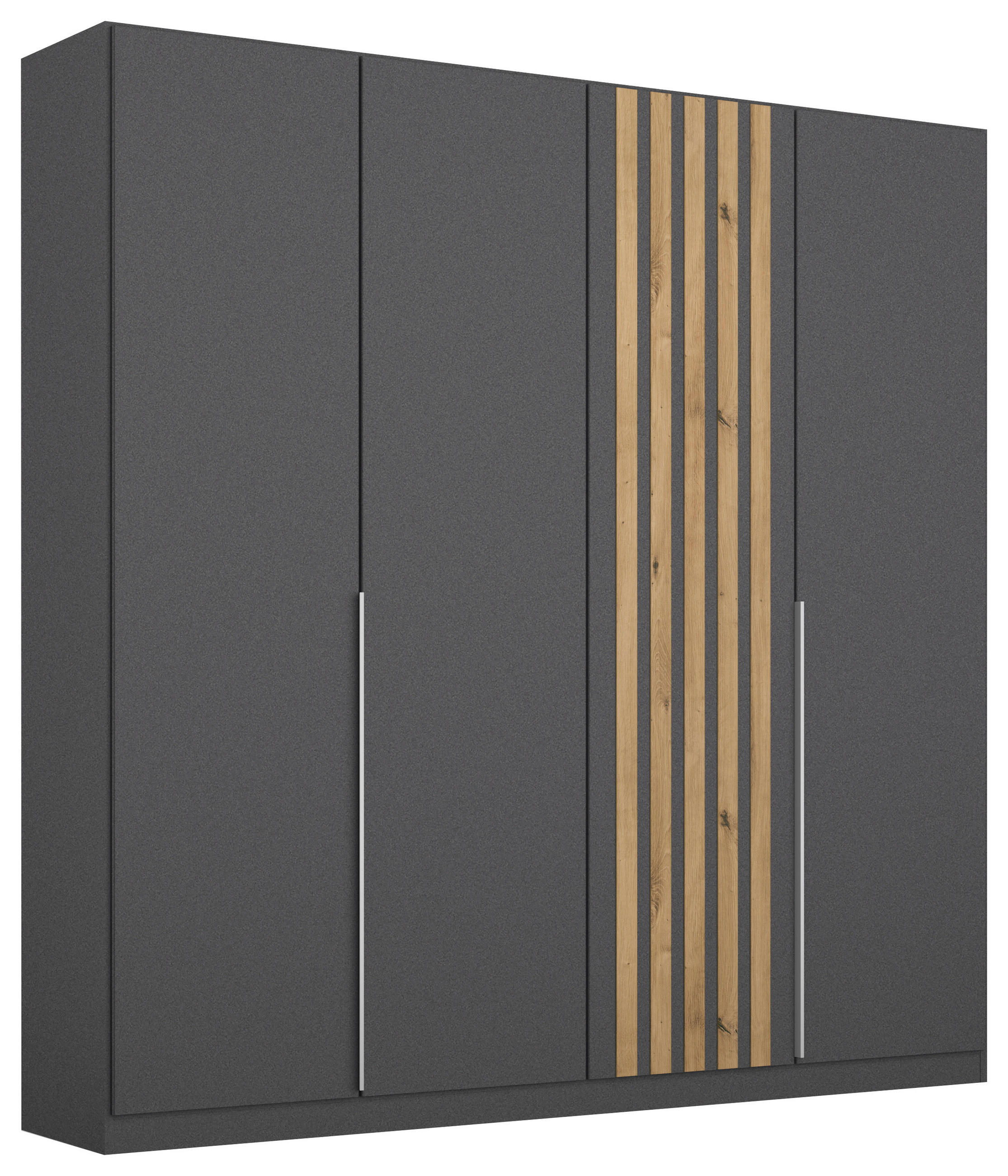 Drehtürenschrank 181 cm Lamella Grau/Eiche Dekor