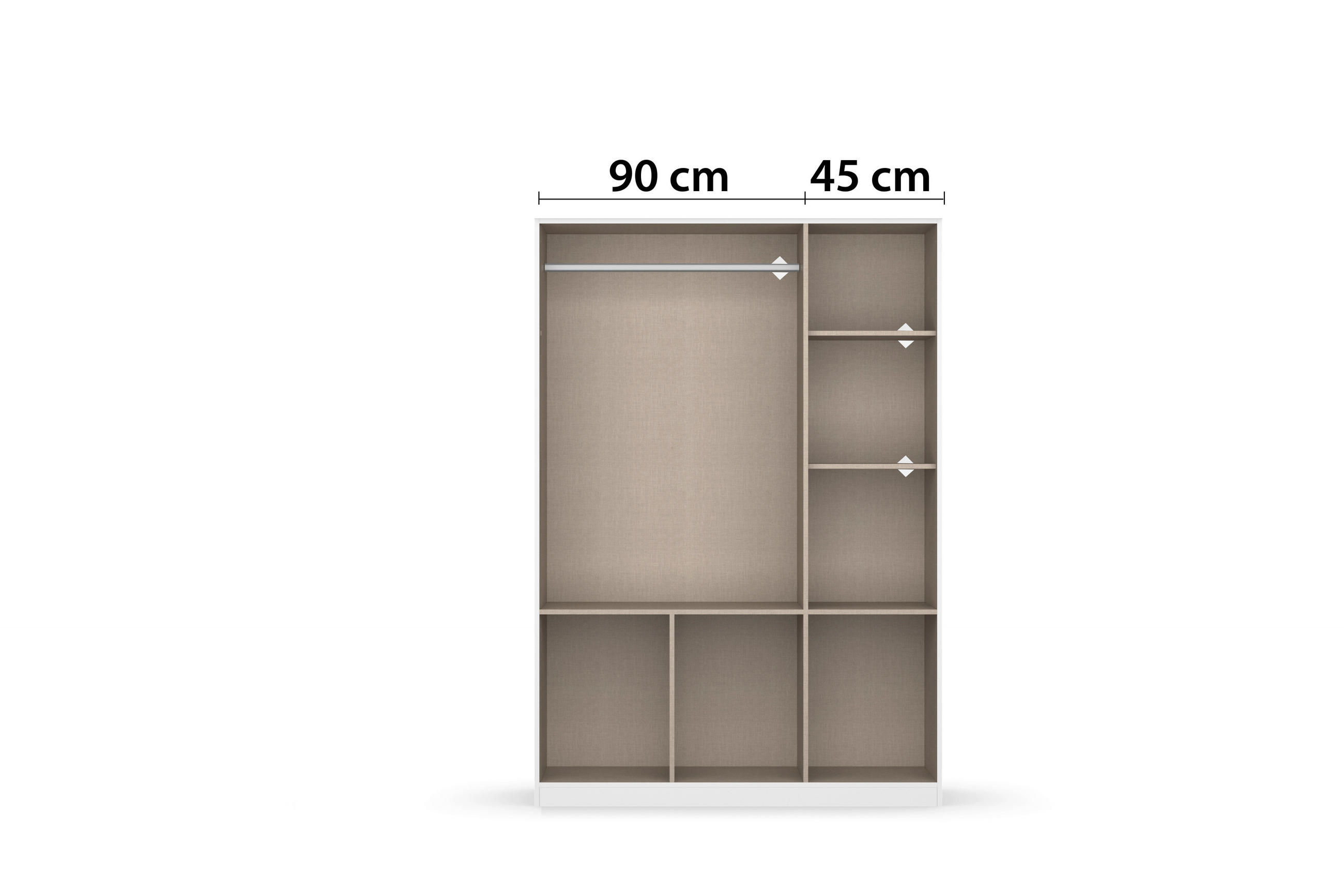 DREHTÜRENSCHRANK 3-türig Weiß, Grau  - Alufarben/Weiß, Basics, Holzwerkstoff/Kunststoff (136/197/54cm) - Xora