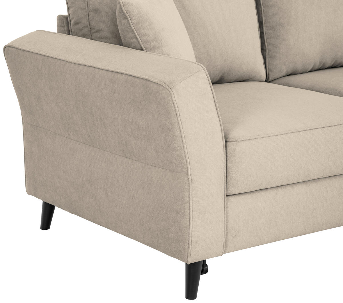ECKSOFA in Velours Beige  - Beige/Schwarz, Konventionell, Holz/Textil (244/159cm) - Carryhome