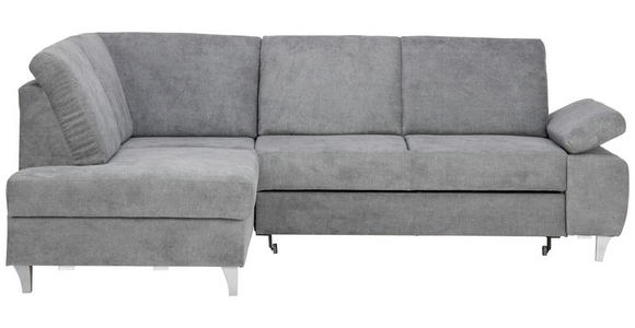 ECKSOFA in Flachgewebe Dunkelgrau  - Dunkelgrau/Silberfarben, KONVENTIONELL, Holz/Textil (186/255cm) - Cantus