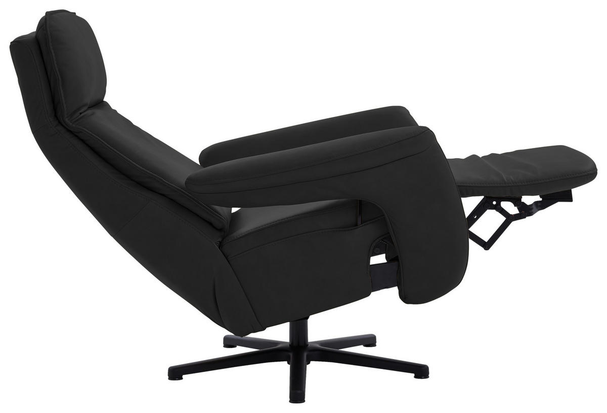 RELAXSESSEL in Leder Schwarz  - Schwarz, Design, Leder/Metall (83/112/87-174cm) - Valdera