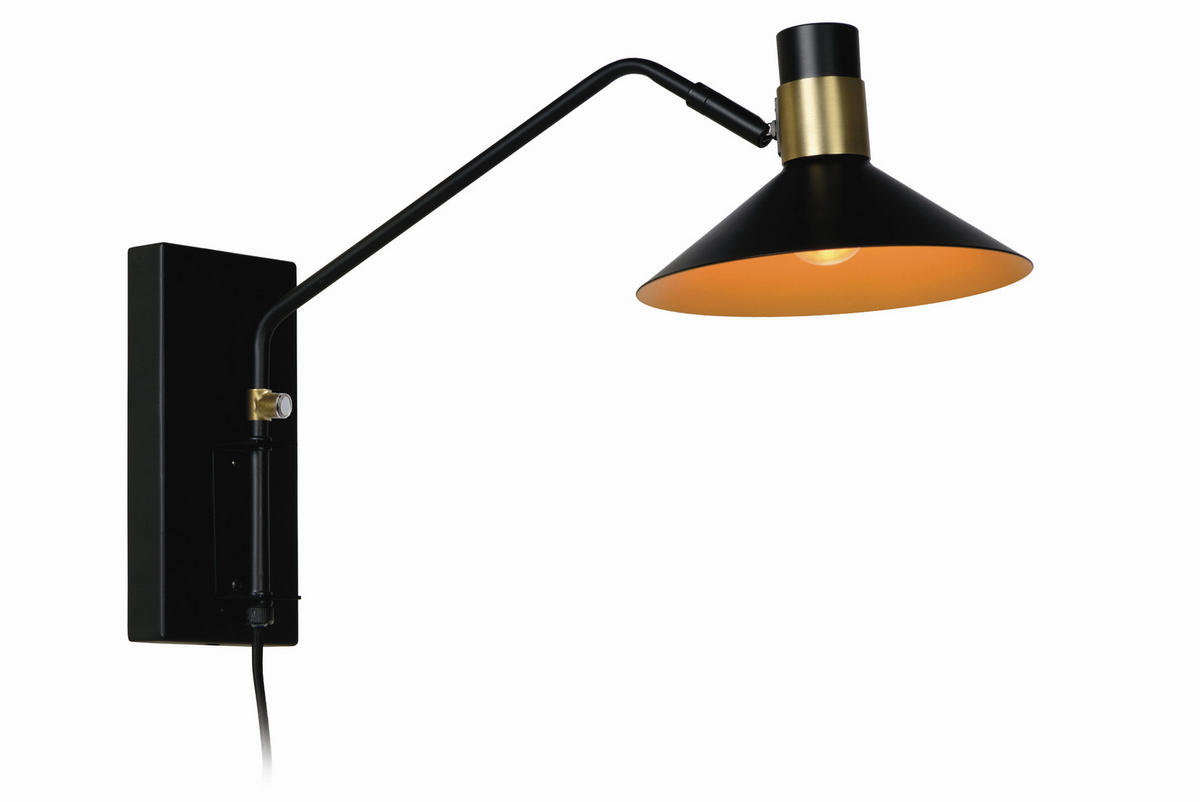 WANDLEUCHTE Pepijn 18.5/47/30 cm   - Schwarz/Bronzefarben, Design, Metall (18.5/47/30cm) - Lucide