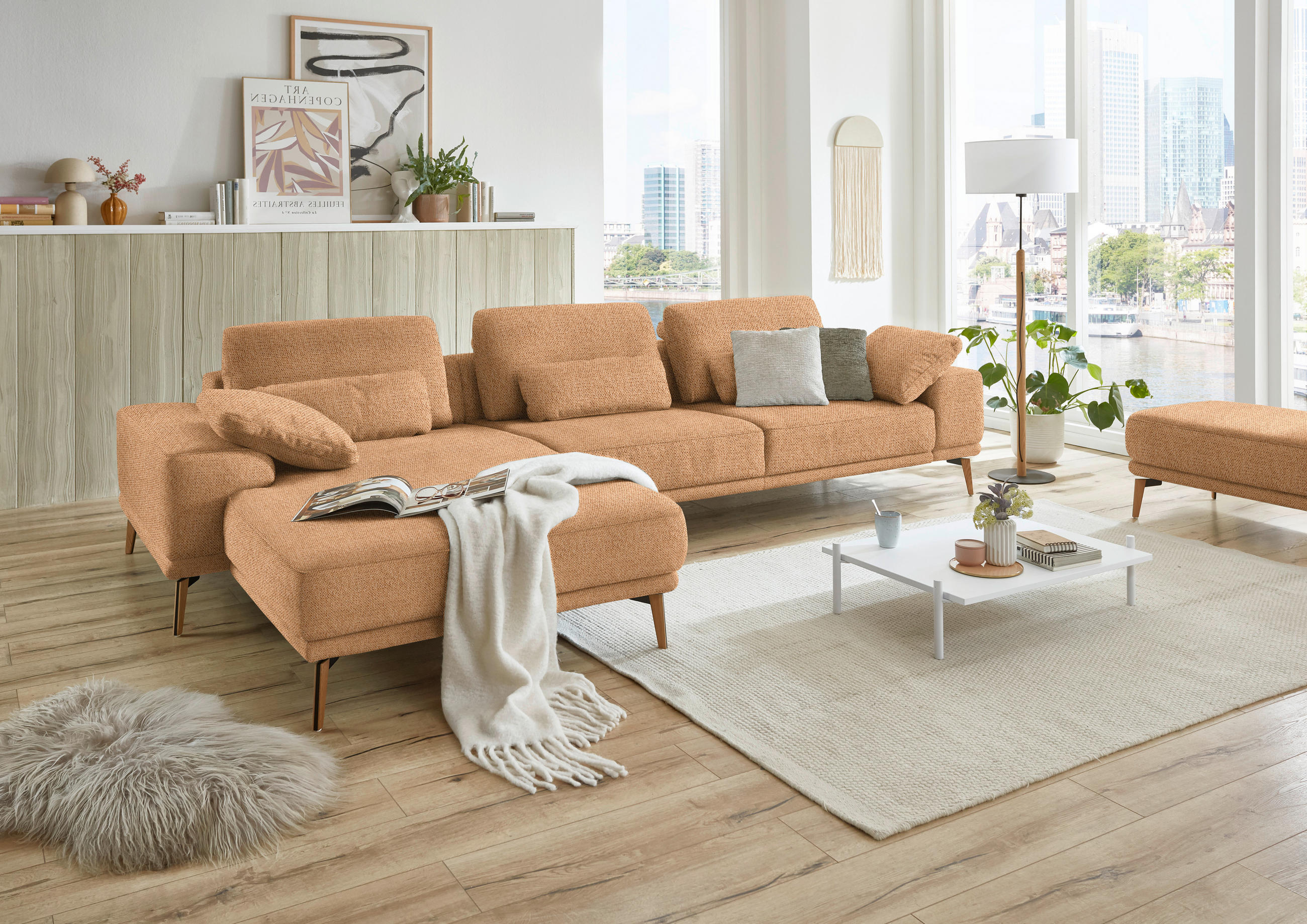 ECKSOFA in Flachgewebe Currygelb  - Wildeiche/Currygelb, Design, Holz/Textil (193/334cm) - Niels Andersson
