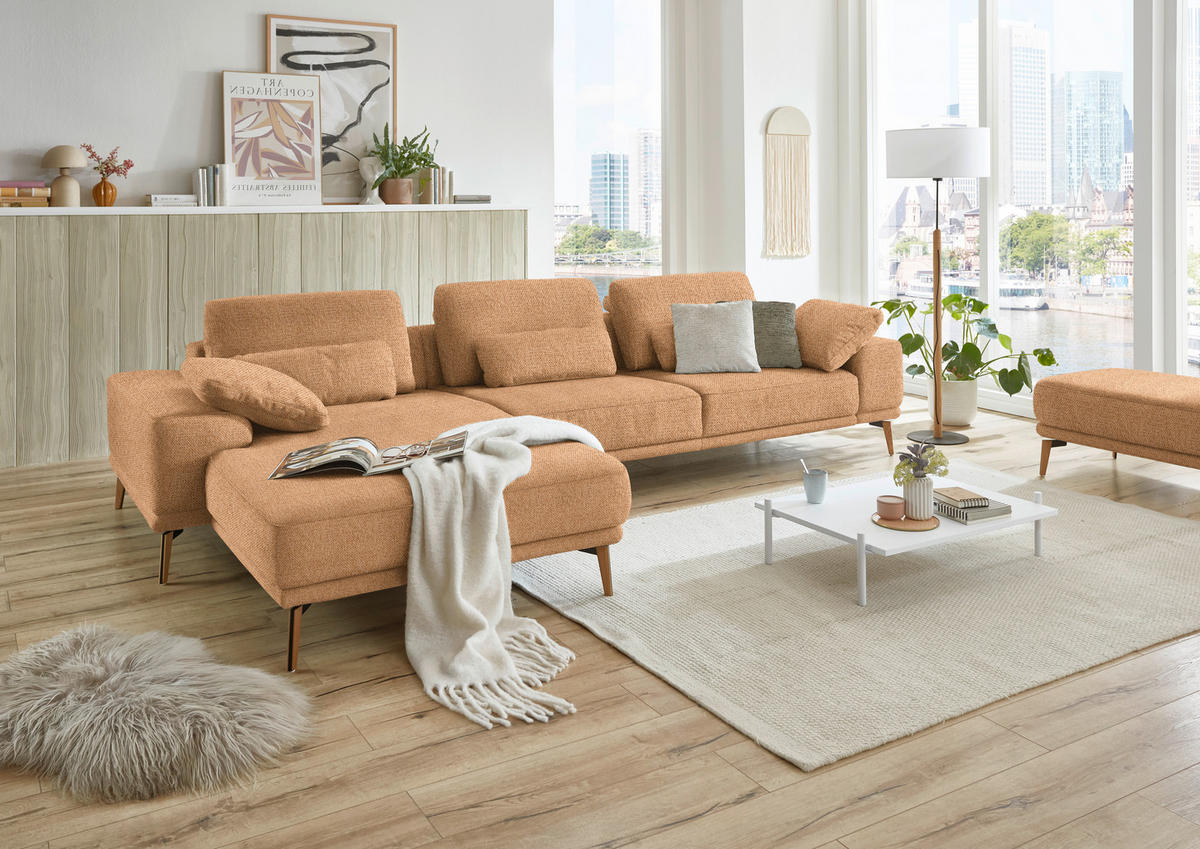 ECKSOFA in Flachgewebe Currygelb  - Wildeiche/Currygelb, Design, Holz/Textil (193/334cm) - Niels Andersson