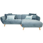 ECKSOFA Petrol Plüsch  - Buchefarben/Petrol, Design, Holz/Textil (280/175cm) - Carryhome
