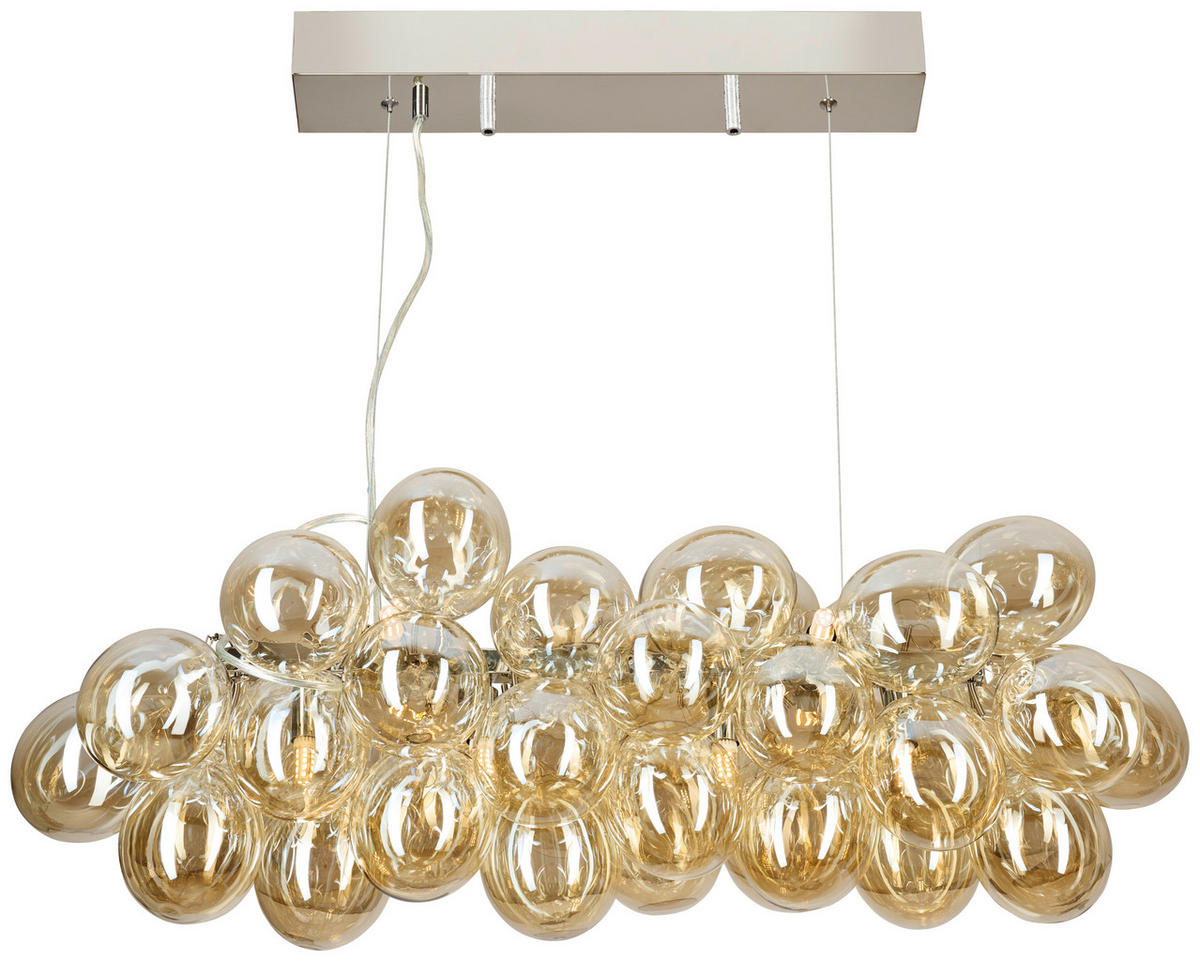 HÄNGELEUCHTE Gross 80/36/143 cm   - Chromfarben/Bernsteinfarben, Design, Glas/Metall (80/36/143cm) - By Rydéns