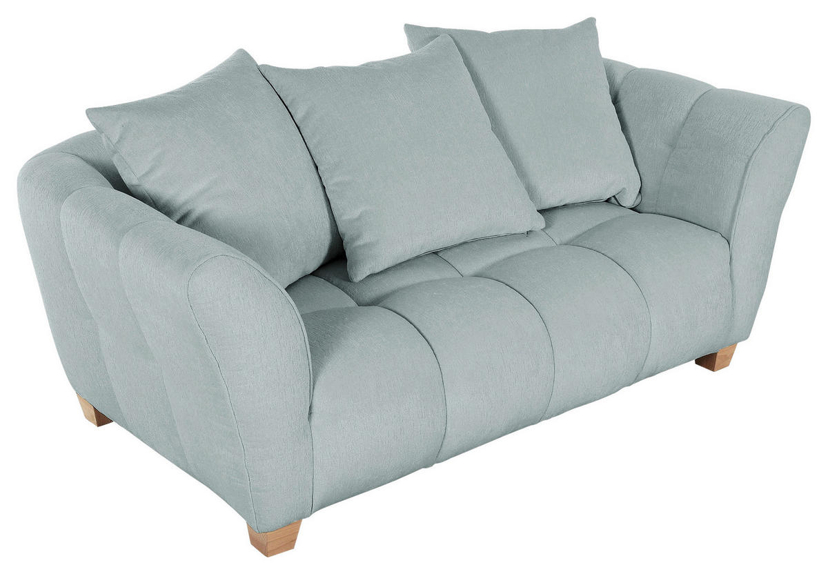 2-SITZER-SOFA Chenille Hellblau  - Naturfarben/Hellblau, KONVENTIONELL, Holz/Textil (185/72/95cm) - Milino