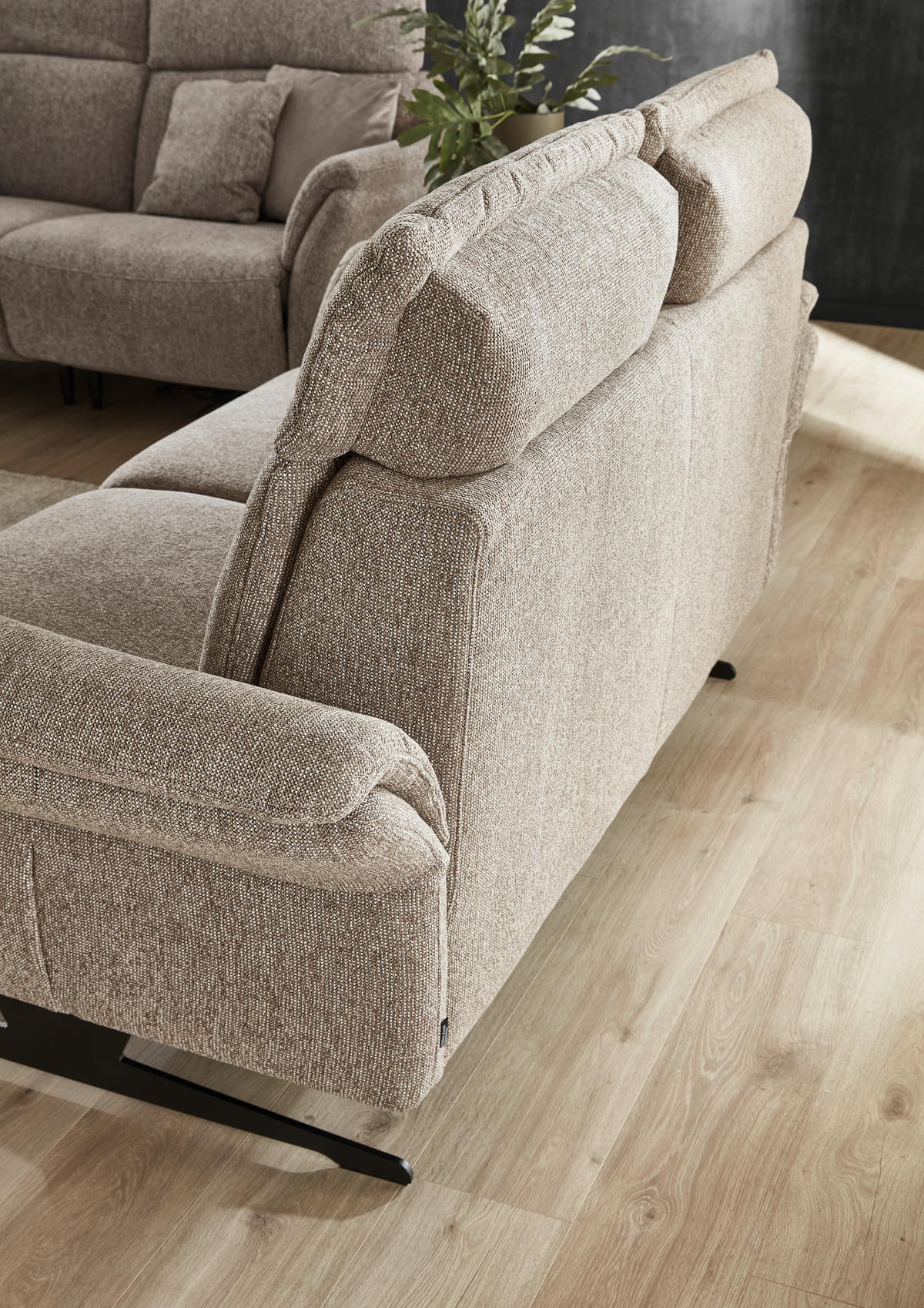 2-SITZER-SOFA Chenille Graubraun  - Graubraun/Schwarz, KONVENTIONELL, Textil/Metall (178/106/92cm) - Dieter Knoll