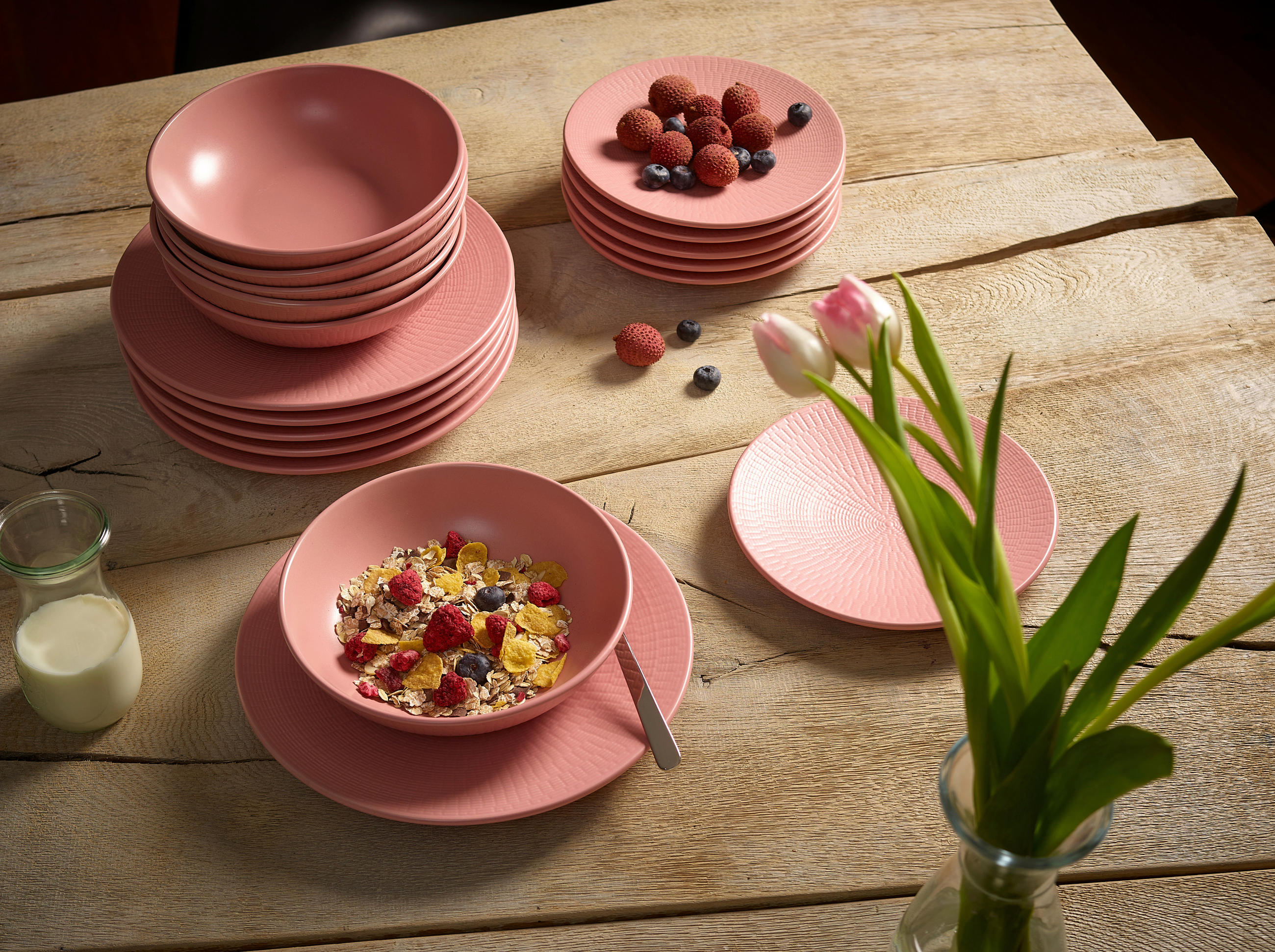 TAFELSERVICE Rosa Blanka 18-teilig  - Rosa, Basics, Keramik - Echtwerk
