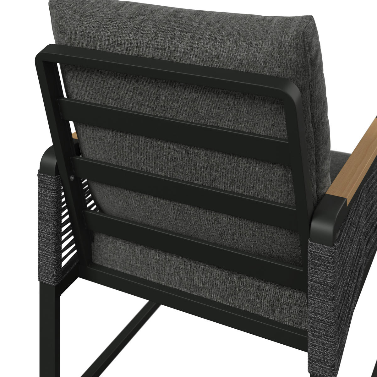 KERTI KAROSSZÉK fém, műanyag, textil natúr színű, sötétszürke  - natúr színű/sötétszürke, Modern, műanyag/textil (59/86/68cm) - Ambia Garden