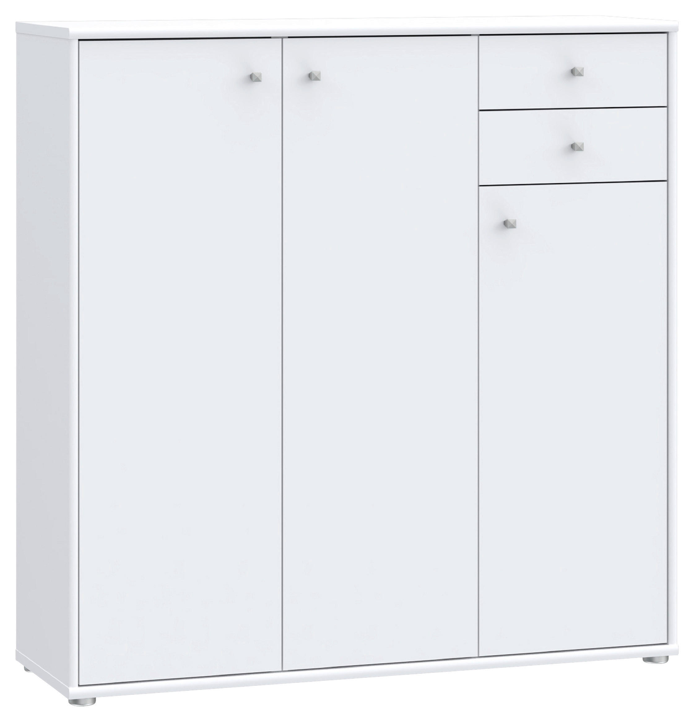 KOMMODE  in 108,8/111,1/34,8 cm  - Alufarben/Weiß, Design, Holzwerkstoff (108,8/111,1/34,8cm)