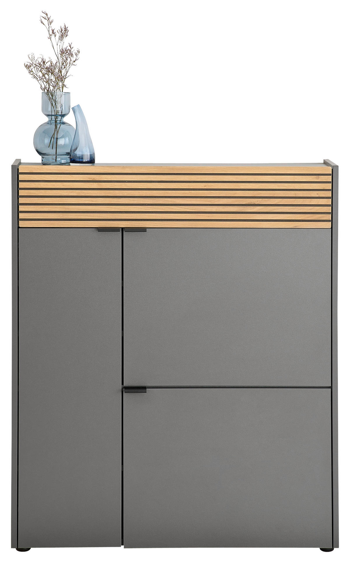 GARDEROBE 2-teilig  in 83/200/22 cm  - Eichefarben/Graphitfarben, Design, Glas/Holzwerkstoff (83/200/22cm) - Voleo