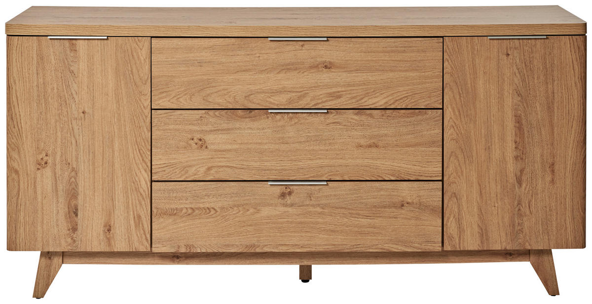 SIDEBOARD  in 150/77/39 cm  - Eichefarben/Alufarben, MODERN, Holzwerkstoff/Metall (150/77/39cm) - Livetastic