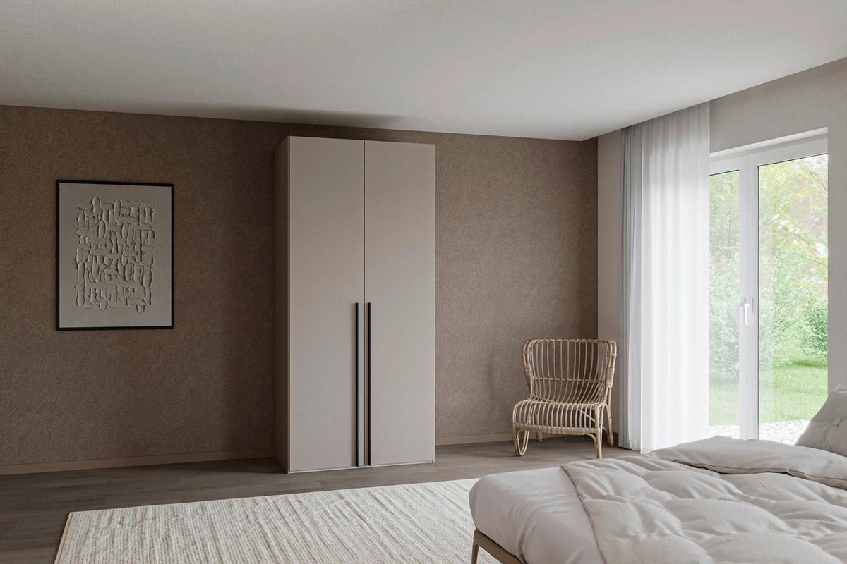 DREHTÜRENSCHRANK 102/220/59 cm,  in Hellbraun, 2-türig  - Hellbraun/Schwarz, Design, Holzwerkstoff/Metall (102/220/59cm) - Jutzler