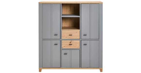 HIGHBOARD Grau, Eiche Artisan  - Graphitfarben/Eiche Artisan, KONVENTIONELL, Holzwerkstoff/Kunststoff (136/149/40cm) - Hom`in