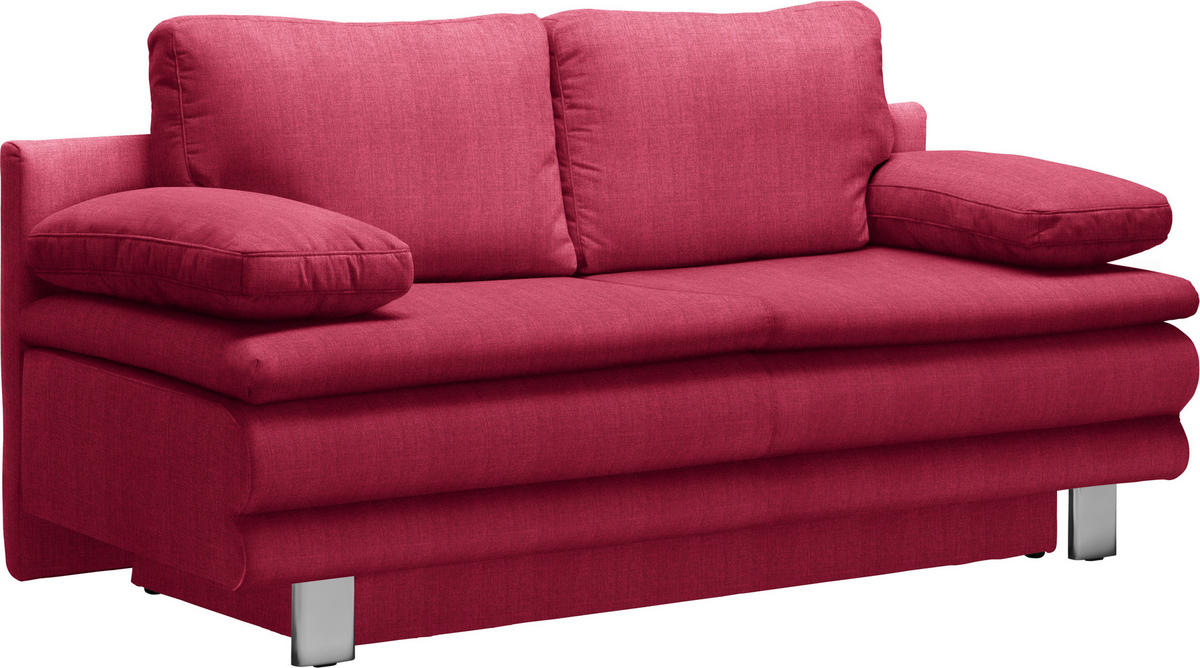 SCHLAFSOFA in Flachgewebe Rot  - Chromfarben/Rot, Design, Textil/Metall (194/96/86cm) - Novel